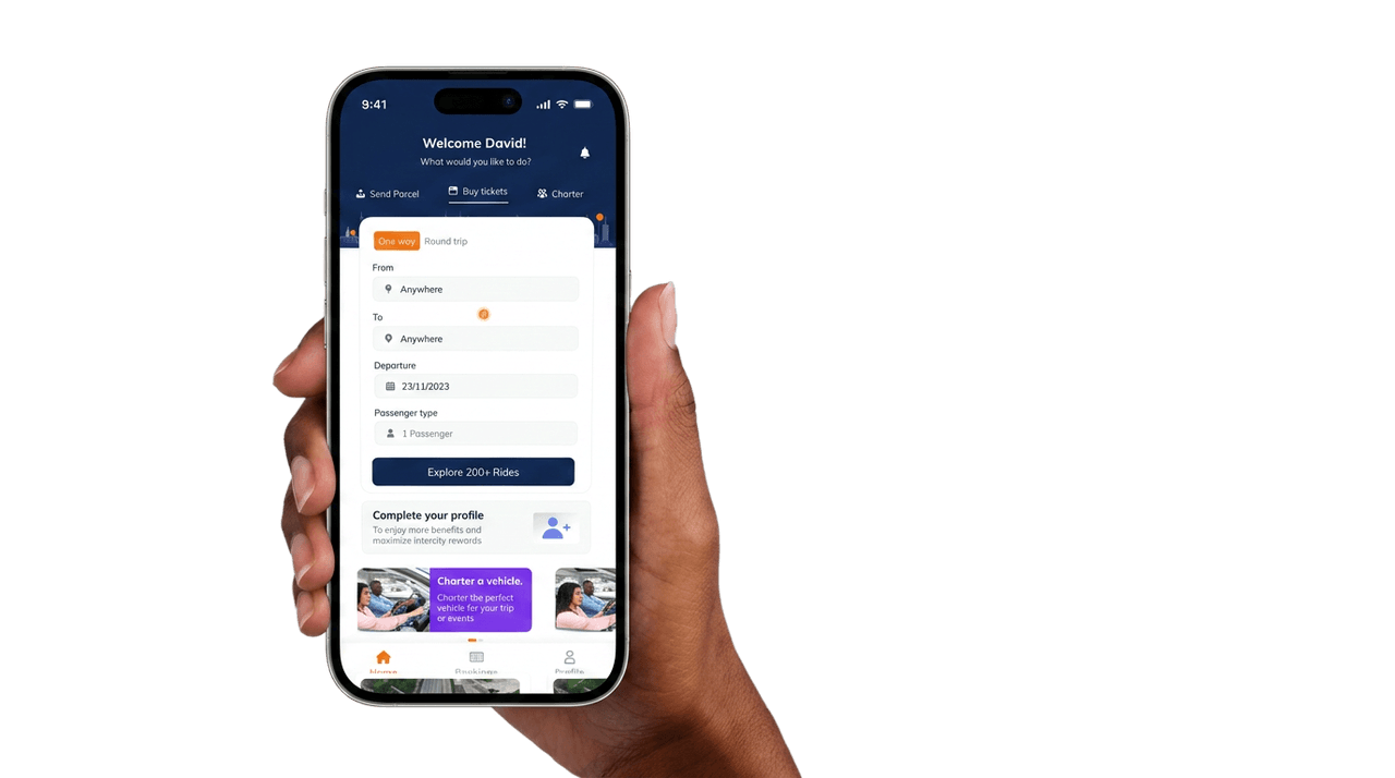 A traveller booking a trip on the Intercity mobile app
